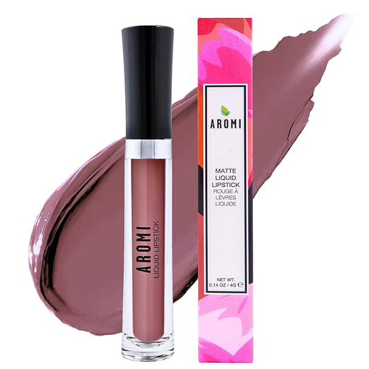 Aromi Matte Liquid Lipstick | Long Wear, Sepia Rosewood Lip Color, Warm Taupe, Vegan + Cruelty-free, Handmade (Woodsy Rose)