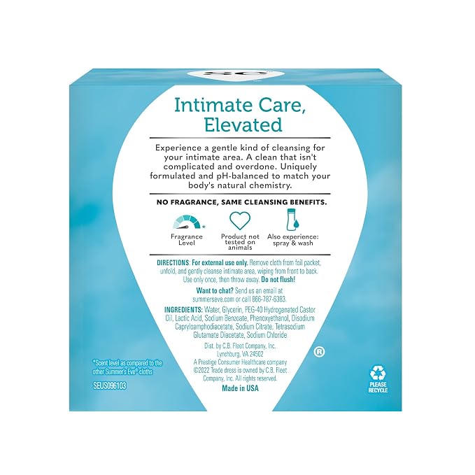 Summer's Eve Fragrance Free Gentle Daily Feminine Wipes, Removes Odor, pH balanced, 16 Count