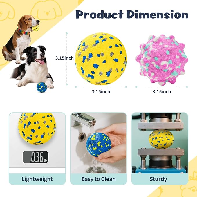 HIPPIH Dog Balls Tennis Balls, Dog Chew Toys for Aggressive Chewers ETPU