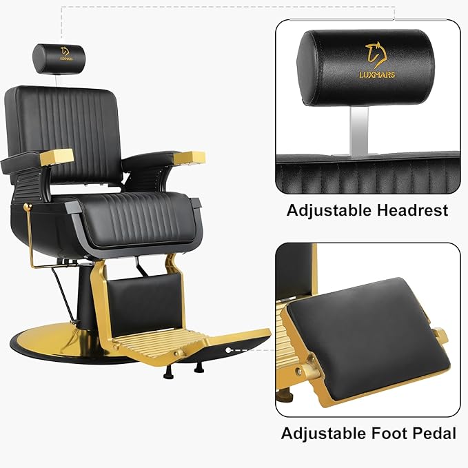 Barber Chair Hydraulic Reclining Salon Chair 360 Degrees Swivel Heavy Duty Styling Chairs for Hair Stylist Barber Salon Black