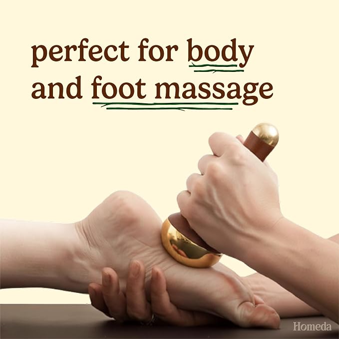Kansa Wand Ayurveda Foot Massager - Indian Skincare Tool - SWA Kansa Wand for Feet & Face Relazation and Detox - Ayurveda Gifts (Double Bowl)