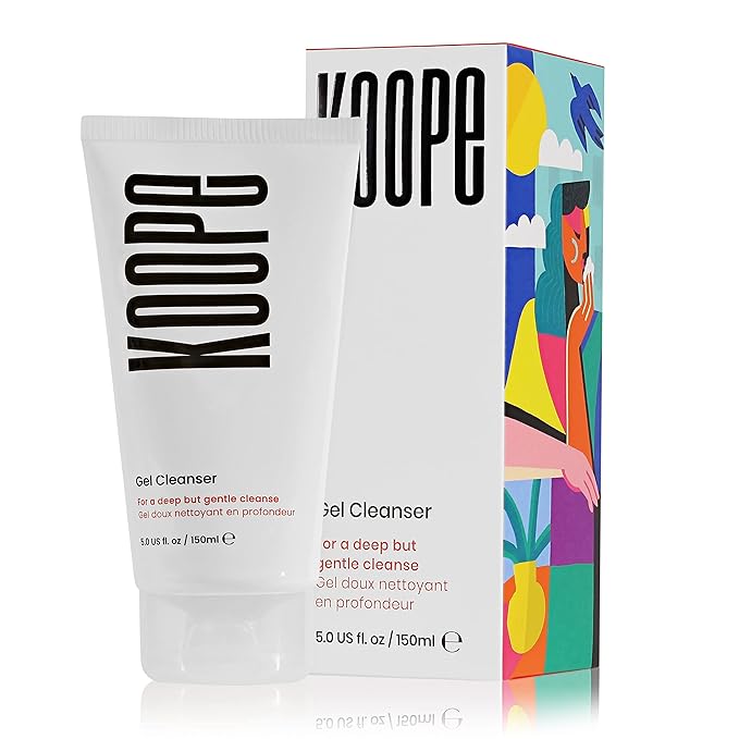 Koope Gel Face Wash, Cleanser For All Skin Types, Gentle, Soap-Free, pH Balanced, Makeup Remover with Oat Amino Acids, Cucumber, Kiwi & Aloe, Free of Parabens, Sulphates & Fragrances, Vegan, 5.0 FL OZ
