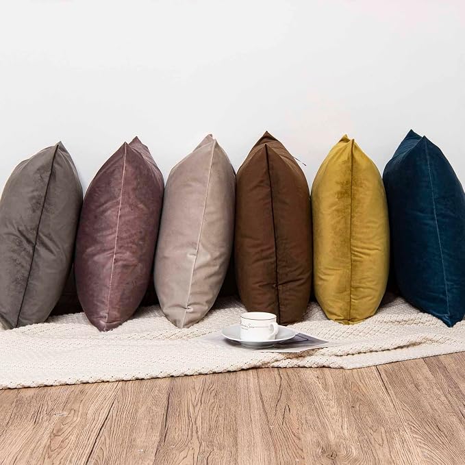 22x22 Velvet Throw Pillow Covers Set of 2 for Couch Sofa Bed,Cloud | JUSPURBET Decorative Pillow Covers with Invisible Zipper for Modern Living Room Bedroom Home Decor