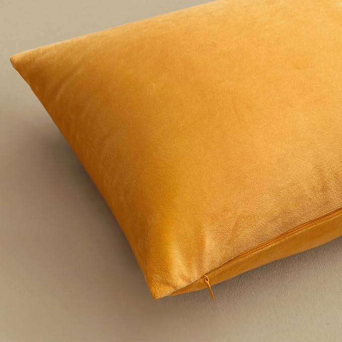 MIULEE Velvet Throw Pillow Covers 20x20 Inch Pack of 2 Gold | Soft Solid Decorative Pillow Covers, Modern Luxury Home Decor, for Couch Chair Sofa Bedroom Livingroom