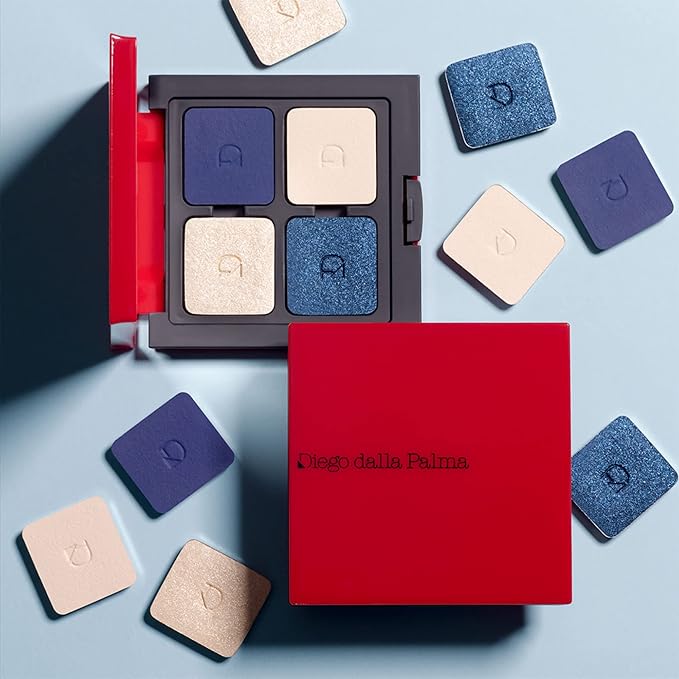 Diego dalla Palma Customizable Eyeshadow Palette- Practical And Functional Magnetic Compact- Includes A Mirror- 4 Slots For Replaceable Eyeshadows- Comes In Iconic Red Color- Refill System- 1 Pc