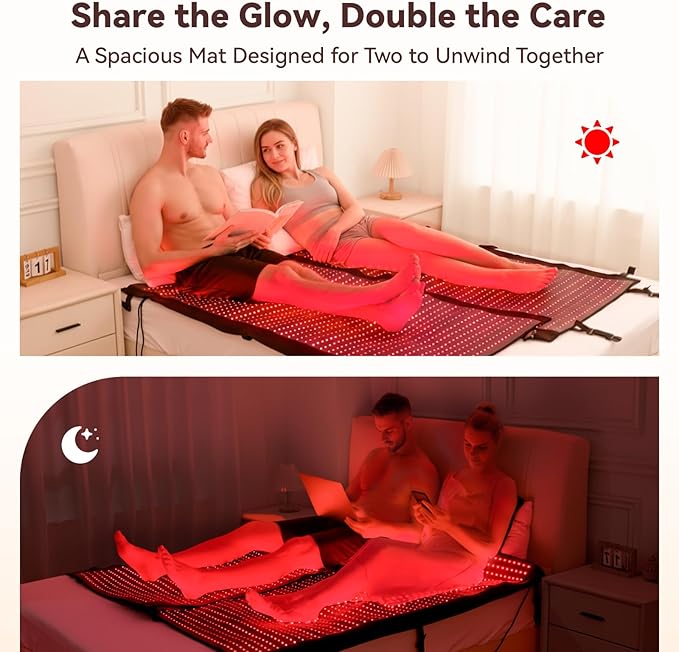 Extra Large Red Light Therapy Mat, High-Density LEDs Full Body Red Light Therapy, 660nm & 850nm Dual Wavelengths, Foldable with Timer, 74.6" x 33.3"