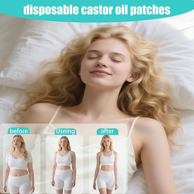 120PCS Disposable Castor Oil Belly Button Patch– Oil-Free, Self-Adhesive Cotton Core Wrap for Neck, Shoulders & Knees, No Wash, Anti-Seepage (White Flower)