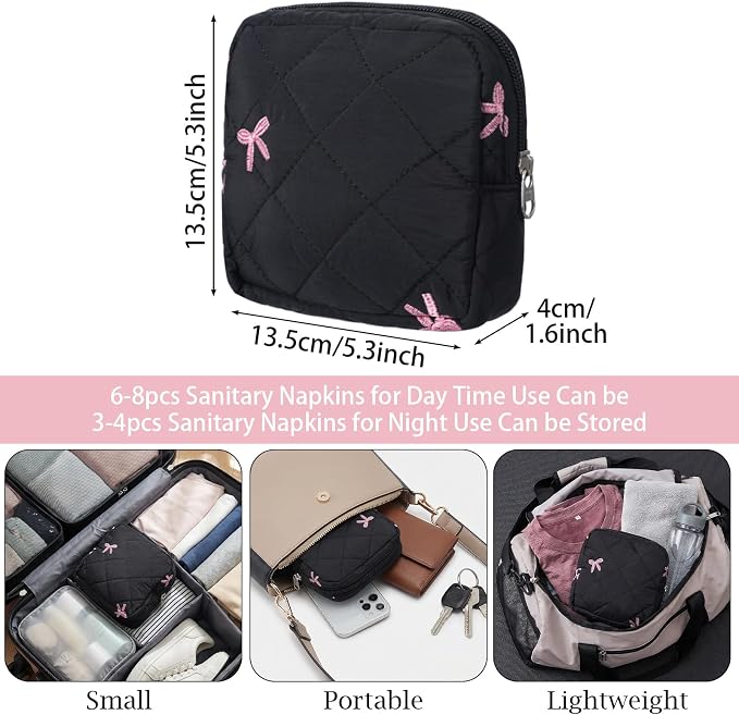 Period Bag, Portable Menstrual Cup Pouch Period Bags, Sanitary Napkin Storage Bag for Womens, Tampons Holder, Pad Bags, Feminine Care for Purse with Zipper