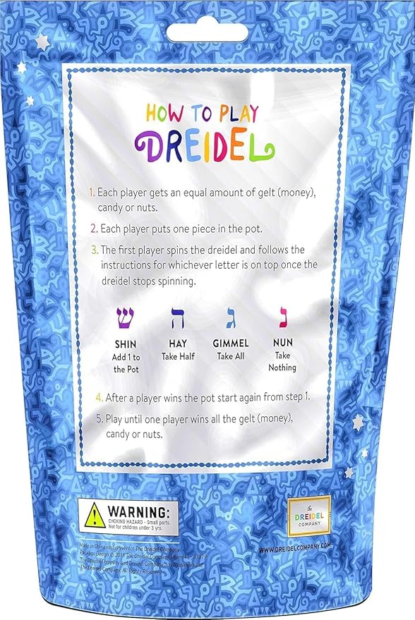 Wood Dreidel Bulk Solid Blue & White Wooden Hanukkah Dreidels Hand Painted with English Transliteration- Includes Game Instruction Cards (50-Pack)