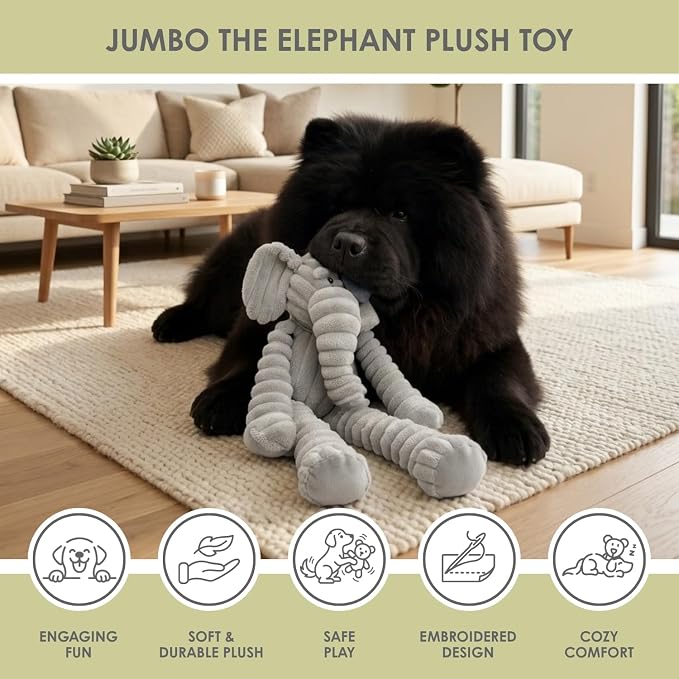 NANDOG My BFF Jumbo The Elephant Dog Toy XL, Large Soft Squeaky Toys