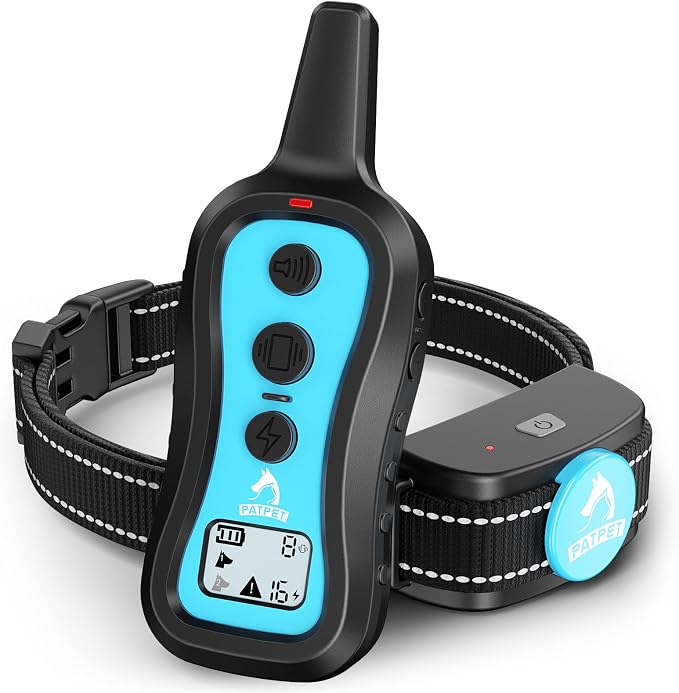 PATPET Dog Training Collar Dog Shock Collar with Remote - 3 Training Modes, Beep, Vibration and Shock, Up to 1000 ft Remote Range, Rainproof for Small Medium Large Dogs | 1000Ft Waterproof Shock Collar for Dogs, 3 Training Modes(Beep,Vibration,Shock) f...