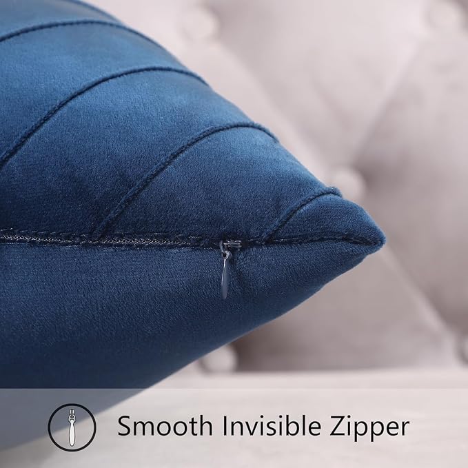 Velvet Throw Pillow Covers 26x26 Pack of 2 Gold Decor Navy Blue | Soft Solid Pillow Covers,Modern Luxury Home Decor,for Couch Chair Sofa Bedroom Livingroom,Hidden Zipper,Ideal Gift,Easy Care