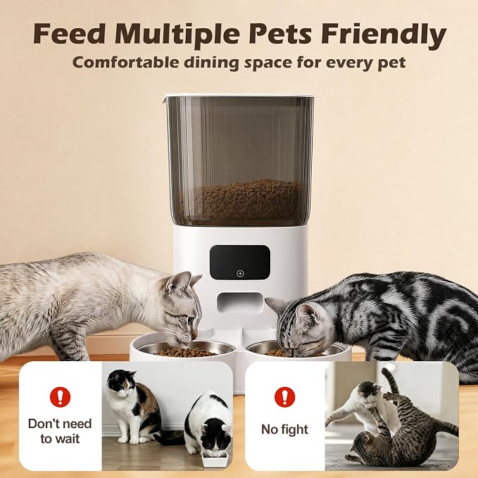 Automatic Cat Feeder with Camera, OIUMHRU 5G WiFi 7L Timed APP Control | 2K Pan/Tilt Camera, Automatic Dog and Cat Food Dispenser, Two-Way Audio, Night Vision, Motion Detection, Dual Bowls