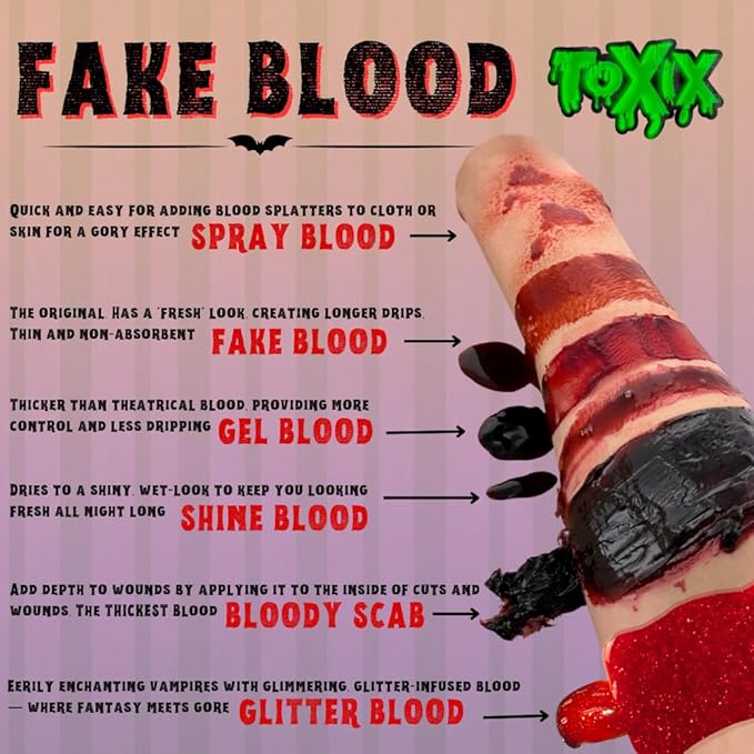 Sparkling Red Glitter Fake Blood - 1 oz | Realistic Halloween Costume Makeup for Gory Effects and Special Effects, Beauty in Glitter Infused Halloween Makeup for Spooky Monster Cosplays