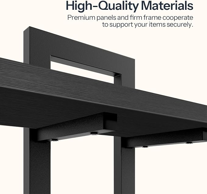 HOOBRO Floating Shelves, 15 Inch Wall Shelf Set of 3, Wall Mounted Storage Shelves 2-Tier, Hanging Bathroom Shelves, for Living Room, Bedroom, Bathroom, Kitchen, Black BK32BJP301