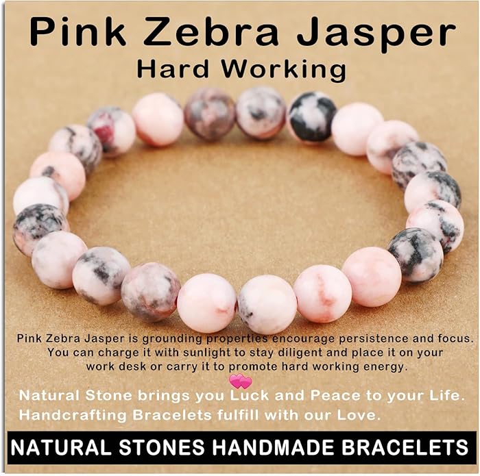 AD Beads Handmade Gemstone Stretch Elastic Bracelet Crystal Healing Reiki Nature's Beauty and Spiritual Essence Unisex