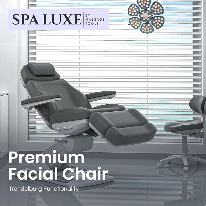 Massage Tools - Professional Spa and Facial Chair with 240° Rotation, LED Lighting, Memory Settings, and Adjustable Headrest - Premium Service Bed and Spa Chair for Salon and Facials - Sand
