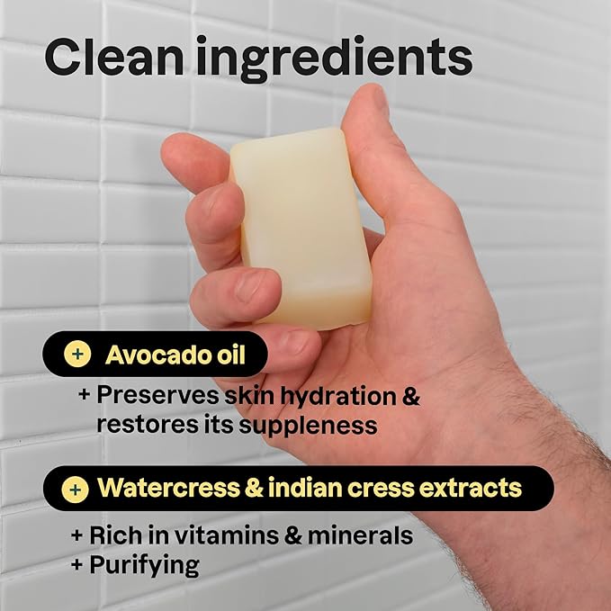 ATTITUDE Bar Soap Body Wash for Men, For Body and Hands, 99% Natural Origin Ingredients with Avocado Oil, EWG Verified, Amber & Citrus, 4 Oz