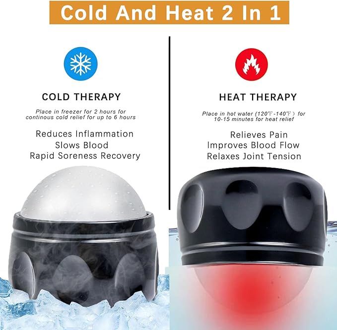 Cold Massage Roller Ball, Tight and Sore Muscles Relief, 6 Hours Cold Therapy Manual Massage Ball, Alleviating Shoulder, Arms, Back, Legs, Calves or Muscle Tension