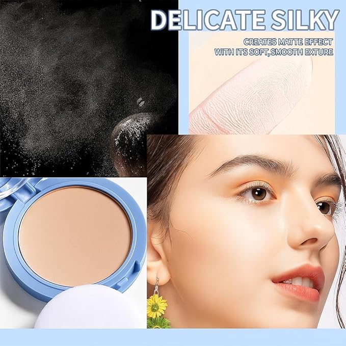Maycheer Lasting Waterproof Face Powder - 8 Shades Compact, Oil Control Matte Finish, as Foundation & Primer, For All Skin (#04 TRANSLUC-ENT)