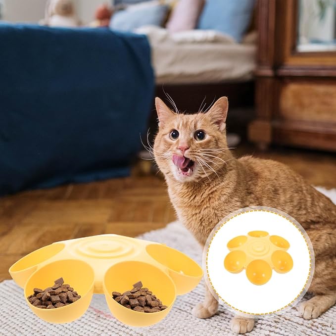 Hemobllo Flower Shape Pet Feeding Bowl 14.17 X 14.17 X 3.54 in Plastic Cat Feeder Multiple Cat Food Bowl Dog Treats Dispenser Food and Water Dish for Easy Feeding and Cleaning
