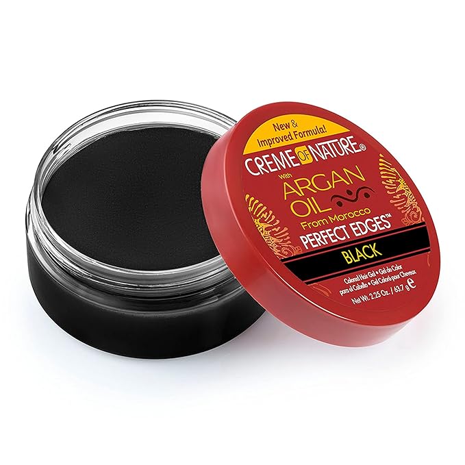 Creme of Nature with Argan Oil From Morocco Perfect Edges Hair Gel, 24 Hour Hold with Moisture and Exotic Shine, Black, 2.25 Oz (Pack of 2)