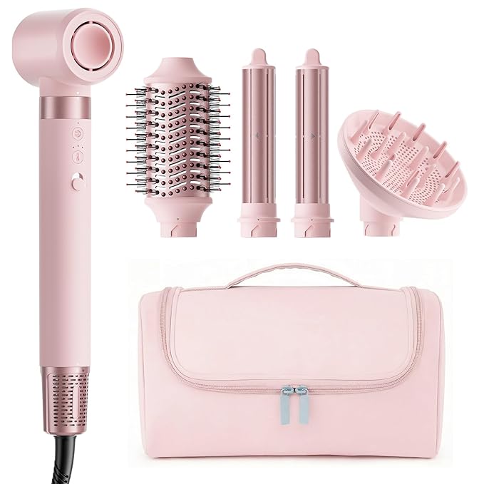 MESCOMB 5 in 1 High-Speed Hot Air Styler - Professional Frizz-Free Hair Dryer Brush, Fast Drying Hair Dryer with Diffuser, No Heat Damage Air Styler Wrap - Curl, Volumize Gift for Women