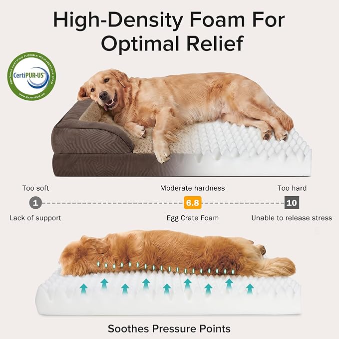 XXL Plus Orthopedic Dog Beds Large Sized, XL Washable Dog Sofa with Egg-Crate Foam, Waterproof Lining and Non-Skid Bottom