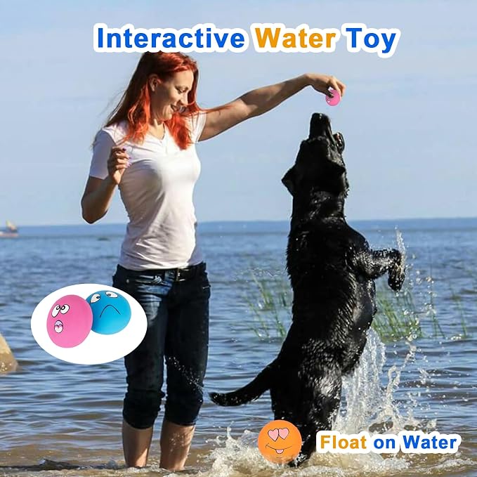 Dog Squeaky Toys Fun Facial Expression Latex Squeaky Dog Balls Large Size Chewing Rubber Soft Interactive Fetch Play Balls for Big Dogs (3 PCS)