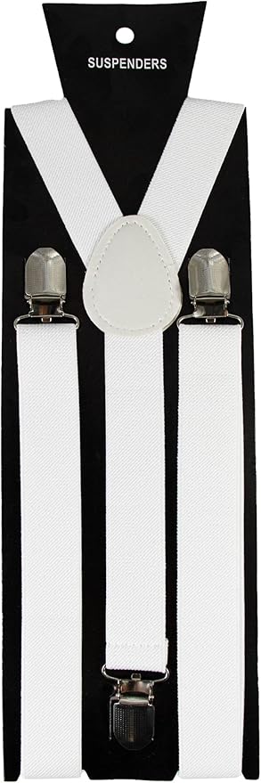 JEMYGINS Solid Color Mens Suspender with 3 Strong Clips Adjustable Braces