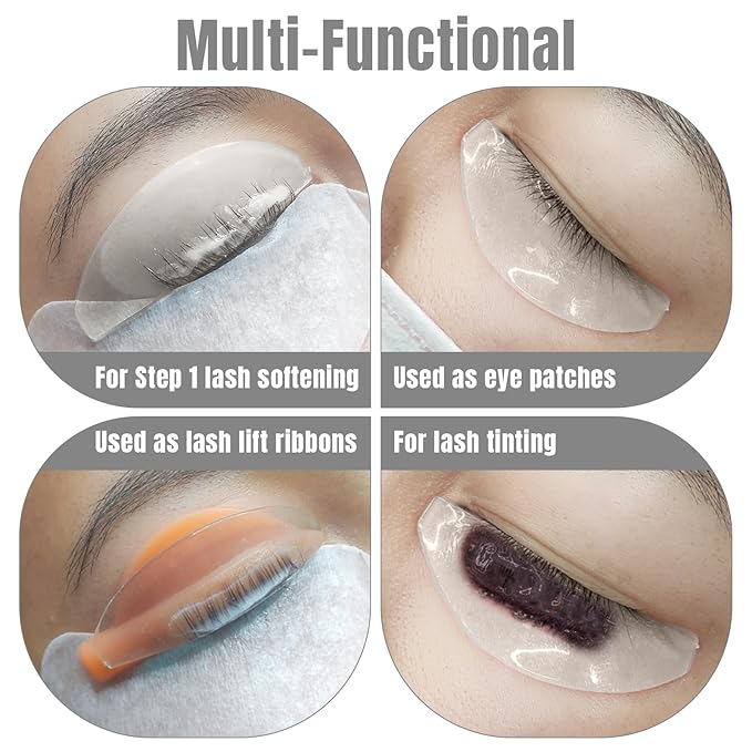 Libeauty 1mm Ultra Thin Flat Lash Lift Shields, Korean Lash Lift Pads for Step 1 Softening Only, Self Adhesive Glueless Silicone Lash Rods with Storage Case, Professional & DIY Supplies, Clear