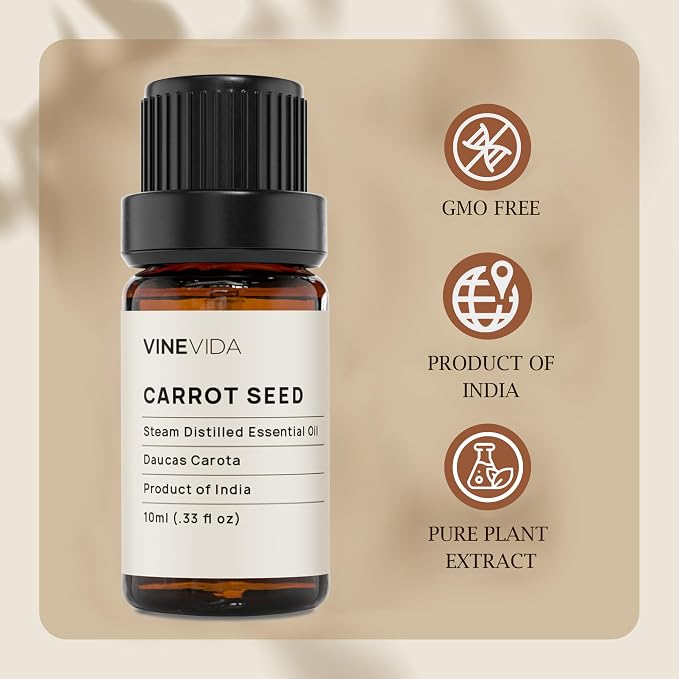VINEVIDA Carrot Seed Essential Oil 10 mL - Undiluted for Candlemaking and Soap Making - DIY Candle Scents