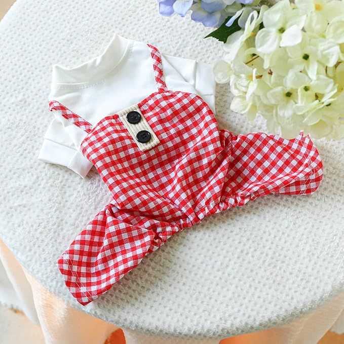 Dog Stylish Overalls Comfortable Puppy One Piece Outfits Summer Bib Overalls for Small Dogs Cute Pet Jumpsuit Onesie Chihuahua Yorkies Birthday Holiday Clothes Costume