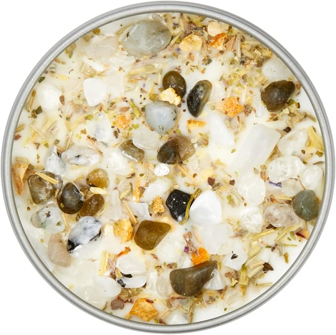 Full Moon Candle by New Moon Beginnings - Purification & Cleansing Candle - Crystal and Herb Candles - Aromatherapy Candles - soy candle, 8 Ounce Metal Tin