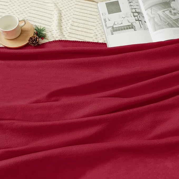 ZYFZCYBL Fleece Throw Blanket Blankets Bulk 6 Pack Soft Lightweight for Cozy Polar Fleece 50 x 60 Solid Pet-Friendly Colorful Bed Sofa Couch Fleece Fabric Travel Wedding Gift（Wine Red）