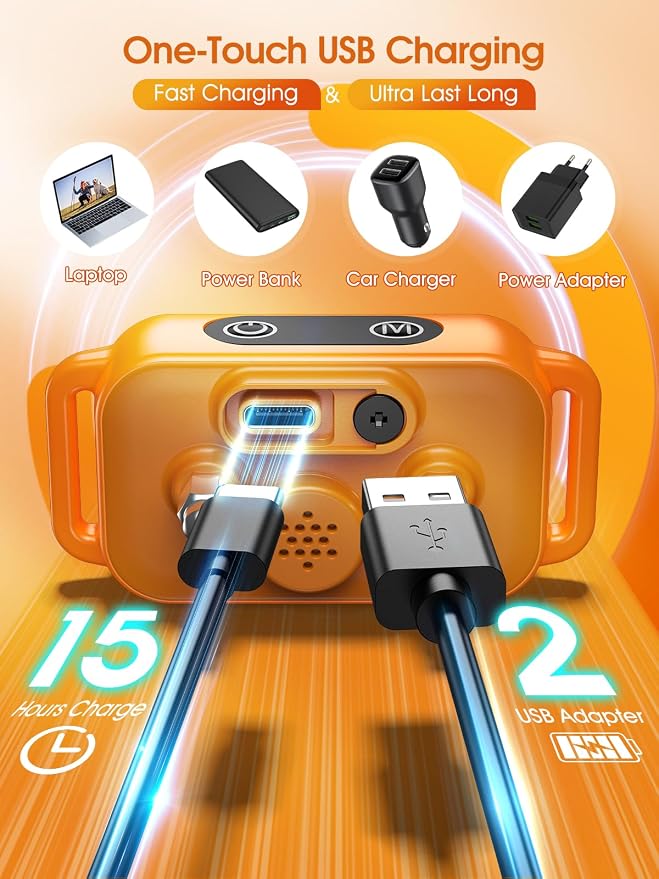 DINJOO Bark Collar for Large Medium Small Dogs - Smart AI 1S Stop Barking, Anti Barking Device & Dog Training Collar with Beep, Vibration & 8-Level Sensitivity, IP67 Waterproof - Pastel Orange