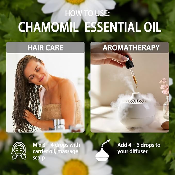Chamomile Essential Oil - Chamomile Oil for Diffuser, 16 Fl Oz(480ml) | Candle Making, Soap Making, aroma, Strong Scent, Pure, Natural, Home Fragrance, Massage, Large Bottle