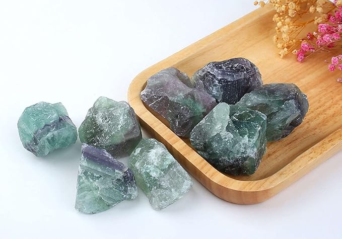 LAIDANLA 1lb 2" Fluorite Natural Rough Stones Crystal Large Raw Crystals Bulk Healing Gemstones for Reiki Healing Tumbling Fountain Rocks Wire Wrapping Decoration Cabbing Lapidary