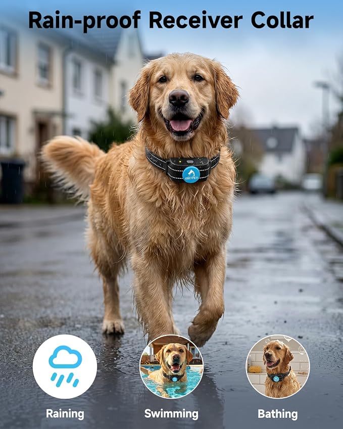 PATPET Dog Training Collar Dog Shock Collar with Remote - 3 Training Modes, Beep, Vibration and Shock, Up to 1000 ft Remote Range, Rainproof for Small Medium Large Dogs | 1000Ft Waterproof Shock Collar for Dogs, 3 Training Modes(Beep,Vibration,Shock) f...