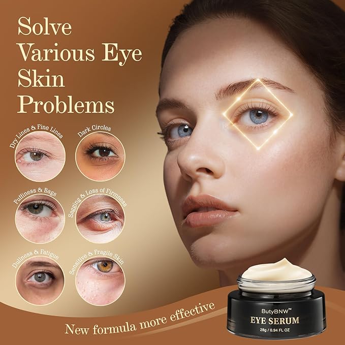 Retinol Eye Serum for Dark Circles & Puffy Winkles, Anti-aging & Misturizing, Firming, Brighten, Hydrate for Refreshed Eyes, 0.94 fl oz