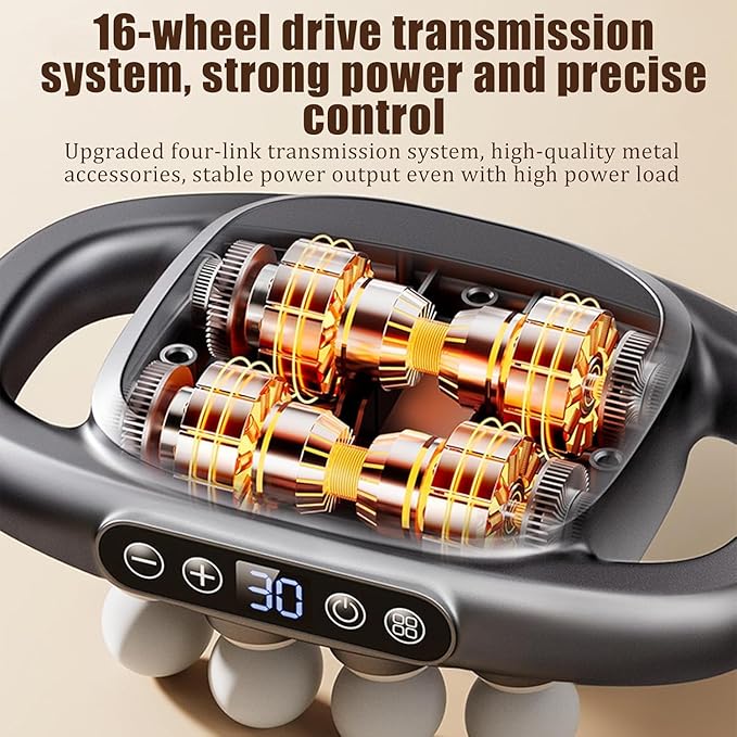 Morgela Deep Tissue Massager, 2025 New Morgela Massager, 16 Head Massage Gun Deep Tissue, 3 Modes & 30 Intensities, Massage Gun for Back, Shoulders, Legs, Foot (Black)