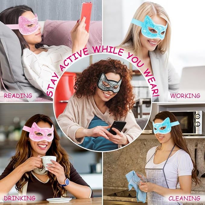 Cooling Eye Mask, Hot & Cold Use, for Puffy Eyes, Dry Eyes, Headaches, Migraines, Sinus, Dark Circles (2 blue)