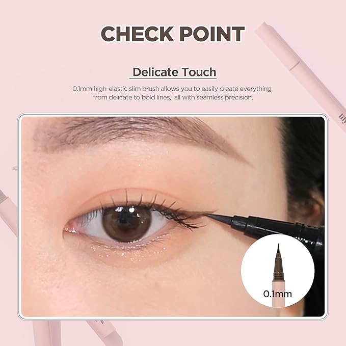 lilybyred AM9 to PM9 Survival Penliner Natural | Korean Soft Ash Tone Liquid Eyeliner, 0.1mm Ultra-Fine Brush, Quick-Dry, Smudge-Proof, Layerable Ash Pigment, Buildable Color, 0.035 oz. (03 Ash Taupe)