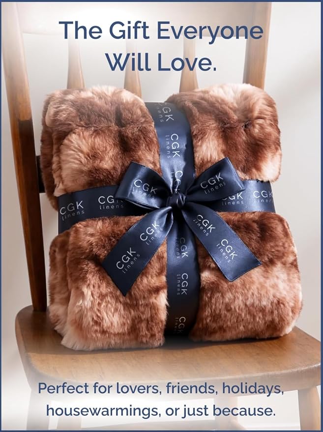 3D Fleece Bubble Blanket Queen - Rabbit Blanket - 90" x 90", Marble Brown | Soft Fluffy Faux Fur Blanket for Couch Sofa & Chair, Cozy Gifts for Women, Tie Dye Cloud Throw Bed Cover, Thick Plush Bedding