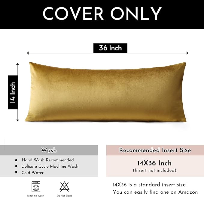 Artscope Luxury Velvet Lumbar Pillow Cover Super Soft Decorative Rectangle Throw Pillow Covers Case Cushion Covers for Sofa Couch Bedroom Car Decor 14x36 Inch Gold