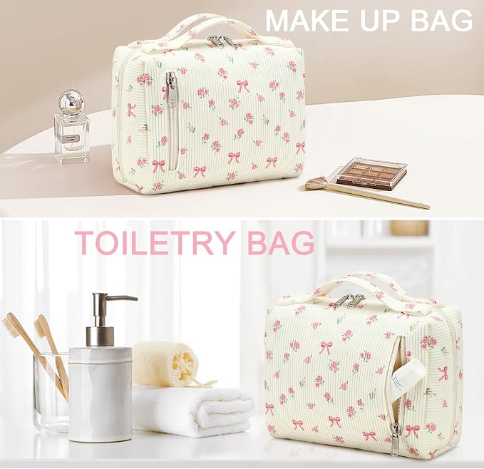 Bluboon Makeup Bag Zipper Pouch Travel Portable Cosmetic Bag Organizer for Women and Girls