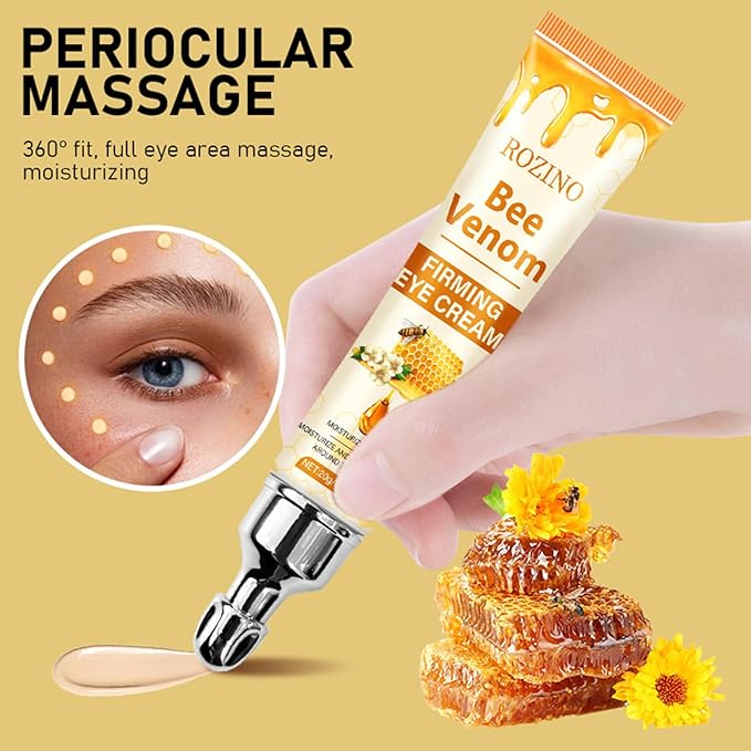 Bee Venom Firming Eye Cream, Anti Aging Under Eye Cream for Reduce Eye Puffiness,Dark Circle, Hydrates & Smooths Fine Lines (Honey)