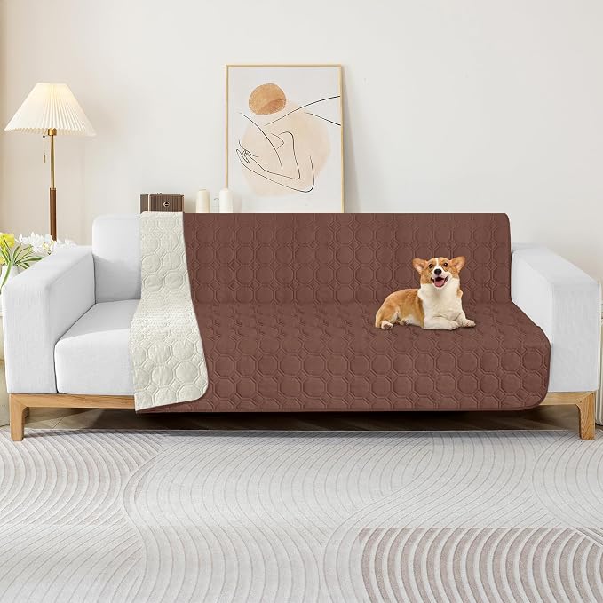 ZNSAYOTX Ultimate Cozy Blankets (68"x82") 100% Waterproof Bed Mat Blanket for Dog Pets, Couch Sofa Protector with Non-Slip Back Washable Durable, Pee Scratch Proof Easy to Clean (Coffee)