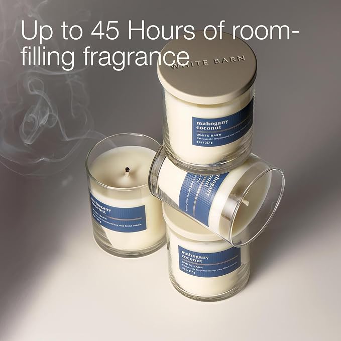 Bath & Body Works Single Wick Candle, Mahogany Coconut Candle, Long-Lasting Burn Up to 45 Hours, Exclusively Fragranced Soy Wax Blend, 8 oz - 2 Pack