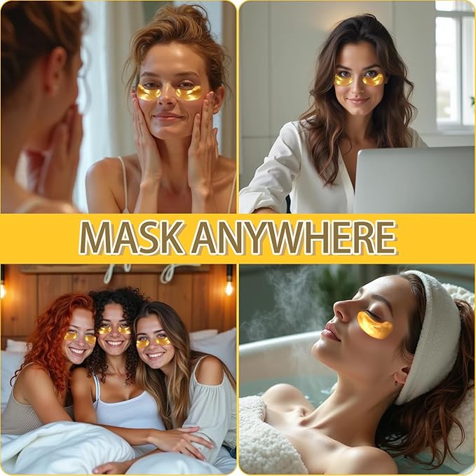 Hicream 24k Gold Under Eye Patches - 30 pair Eye Mask Pure Gold Anti-Aging Collagen Hyaluronic Acid Under Eye Mask for Dark Circles, Puffiness & Wrinkles Refresh Your Skin